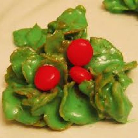Cornflake holly cookies