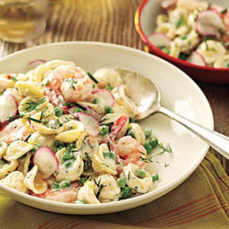 Orecchiette Pasta With Peas, Shrimp, & Buttermilk-Herb Dressing