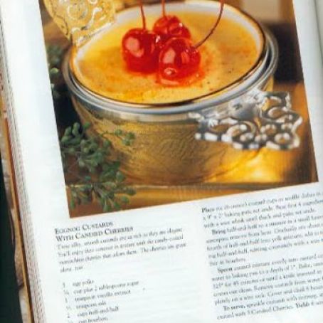 Eggnog Custards With Candied Cherries
