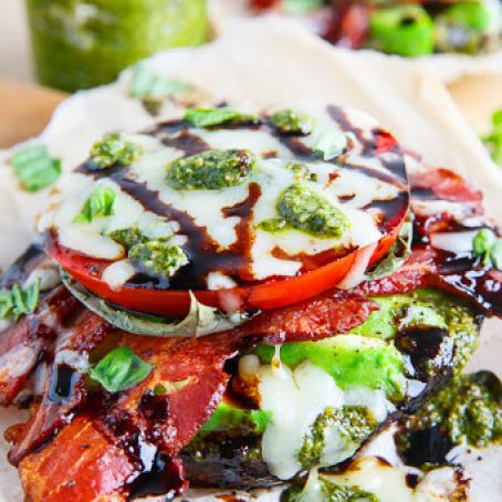 Caprese BLT Balsamic Roasted Portobello Mushrooms