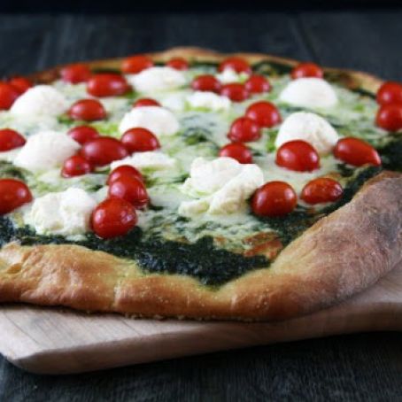 Pesto, Ricotta, and Cherry Tomato Pizza