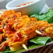 Shrimp Satay with Spicy Peanut Dipping Sauce