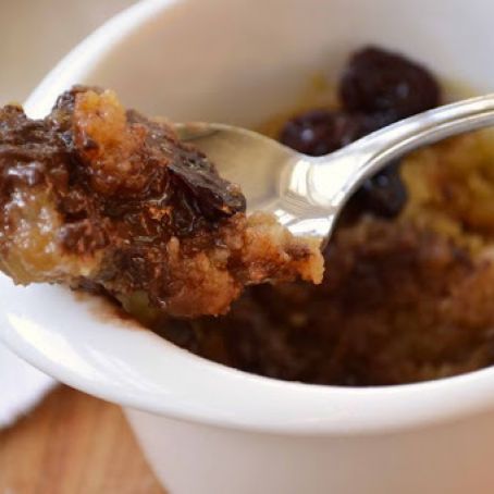 Sticky Toffee Mug Pudding with Chocolate and Cherries
