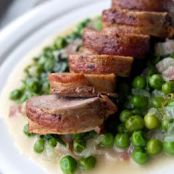 Bacon Wrapped Pork Tenderloin with Peas “a la Francaise”