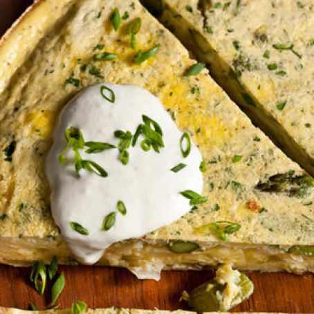 Asparagus Frittata with Horseradish Sour Cream Recipe