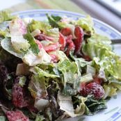 Greens and Strawberry Salad with Cashew Currant Dressing
