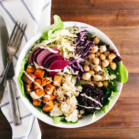 Roasted Nourish Bowl with Lemon Tahini Dressing