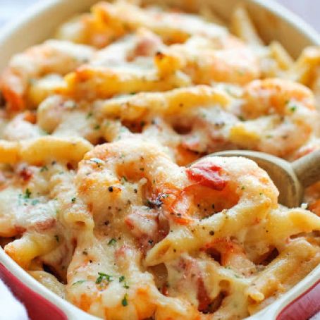 SKINNY SHRIMP ALFREDO PASTA BAKE