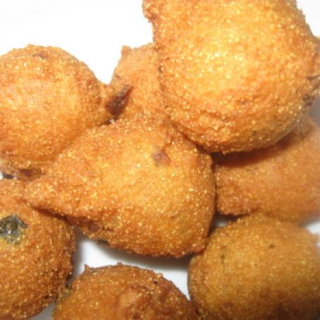 Jalapeno Hush Puppies with Strawberry and Honey Dipping Sauce