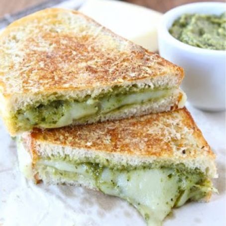 Parmesan Crusted Pesto Grilled Cheese