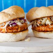 BBQ Chicken Burgers with Slaw