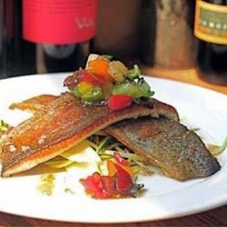 Trout with Insalata Cruda and Tomato Vinaigrette