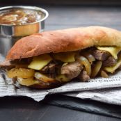 Coffee & Soy Marinated Steak French Dip Sandwiches