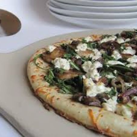 Arugula, Caramelized Onion, and Goat Cheese Pizza