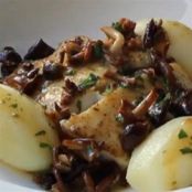 Pan-Roasted Halibut with Mushrooms and Lemon Butter Sauce