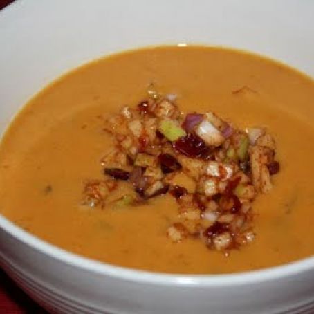 Pumpkin Soup with Cran-Apple Relish