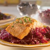 Salmon over sweet and sour cabbage