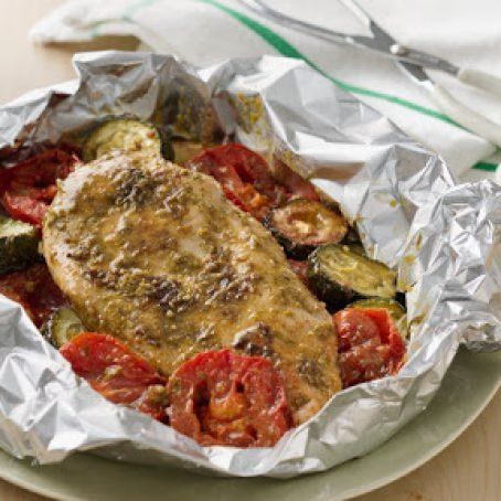 Grilled Pesto Chicken Packs