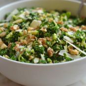 Kale & Brussels Sprout Salad with Walnuts, Parmesan & Lemon-Mustard Dressing