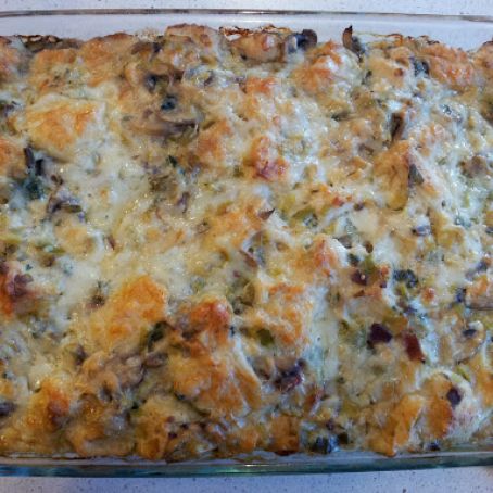 Mushroom and Leek Bread Pudding