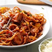 Italian Spaghetti with Chicken & Roasted Vegetables Recipe