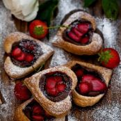 French cookies with nutella and strawberries