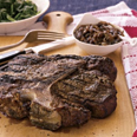 T-Bone Steaks with Balsamic Onion Confit