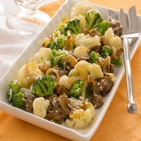 Savory Sausage, Cauliflower & Broccoli Saute
