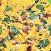 SCRAMBLED EGGS w/LEEKS, FAVAS & PARMESAN