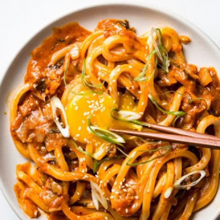 Kimchi Udon with Scallions