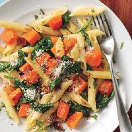 Penne with Bacon, Butternut Squash and Spinach