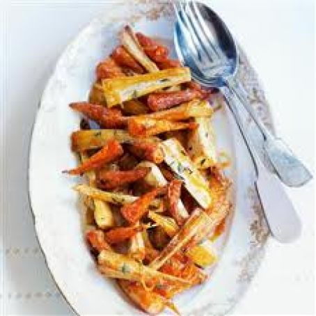 Roasted Glazed Parsnips and Carrots with Orange and Thyme