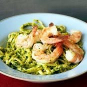 Red and Green Pesto with Spaghetti Squash and Lemon Shrimp