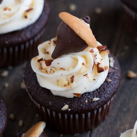 Chocolate Almond Acorn Cupcakes