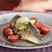 Sea Bass with Tomato and Black Olive Salsa