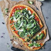 Cauliflower Pizza with Basil Lemon Sauce