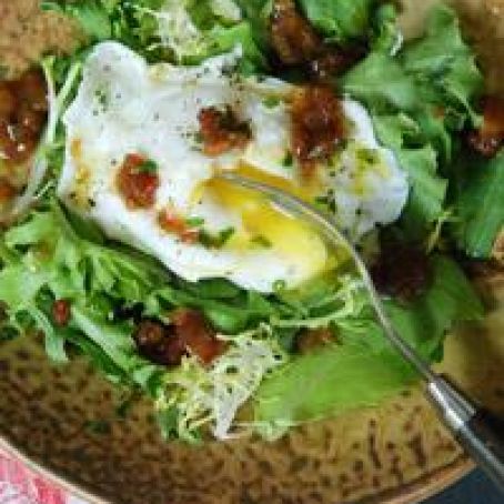 One-Eyed Salad with Winter Greens and Brown Sugar-Bacon Vinaigrette