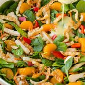Mandarin Orange Spinach Salad with Chicken and Lemon Honey Ginger Dressing