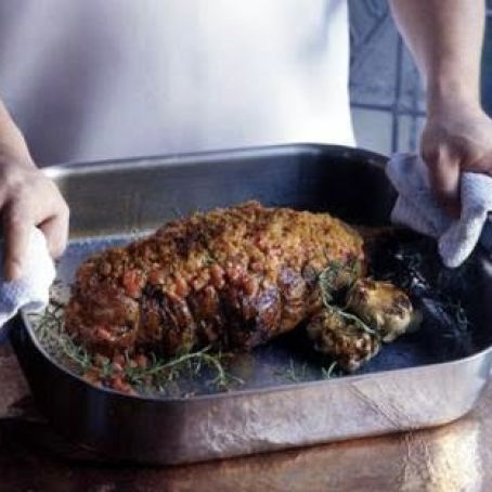 ROASTED LEG w/HERBED TOMATOES