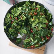 Sautéed Spring Greens with Bacon and Mustard Seeds