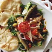 Chicken Salad with Fresh Salad Greens & Warm Naan
