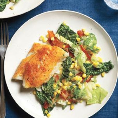 Cajun Fish With Cabbage and Bacon Sauté Recipe | Real Simple