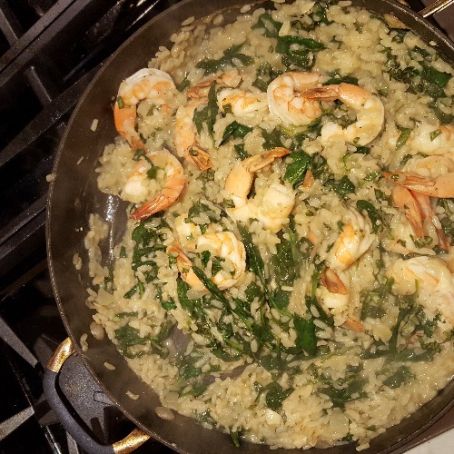 Shrimp Risotto With Baby Spinach And Basil