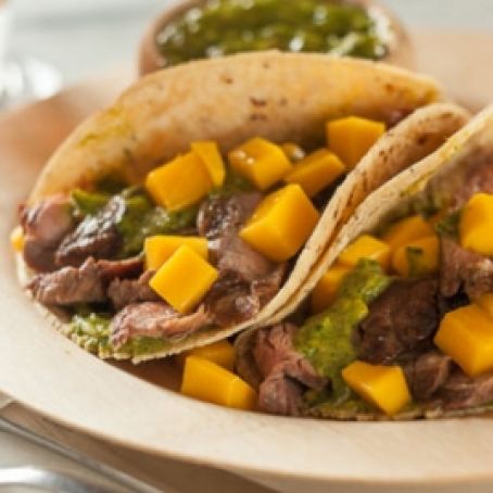 Flank Steak Fajitas with Mango Chimichurri
