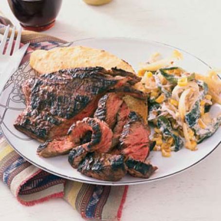 Skirt Steak with Creamed Corn and Poblanos
