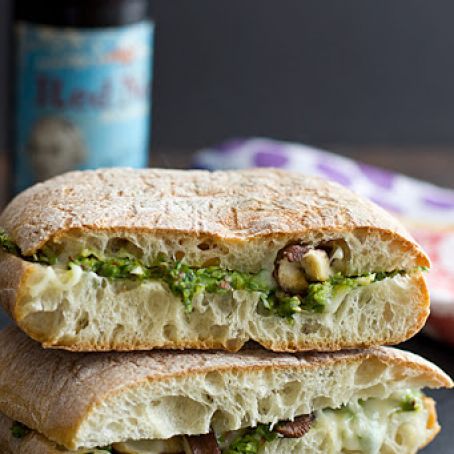 Cruelty Free Sandwich Diet:  shiitake panini with roasted asparagus pesto