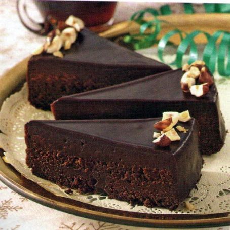 Chocolate-Glazed Fudge Cake*