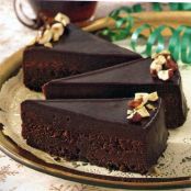 Chocolate-Glazed Fudge Cake*