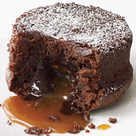 Molten Chocolate Cake with Caramel Filling