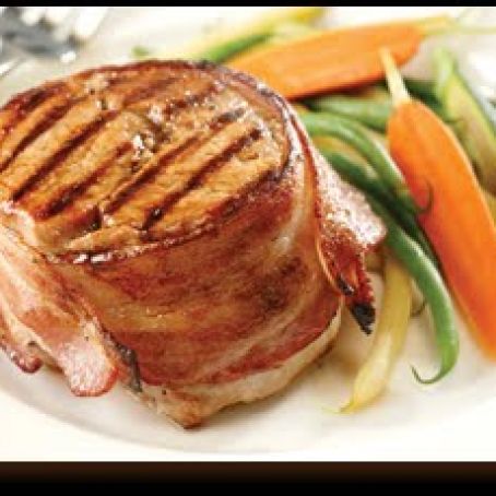 Bacon Wrapped Pork Medallions with Garlic-Mustard Butter